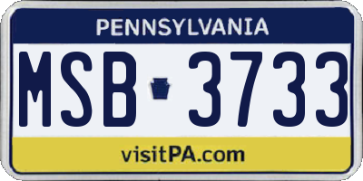 PA license plate MSB3733