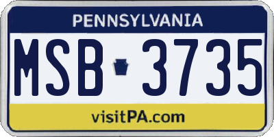 PA license plate MSB3735
