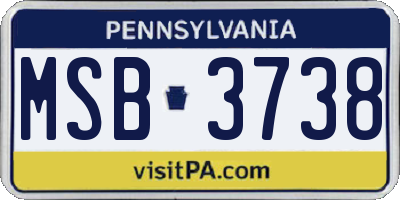 PA license plate MSB3738