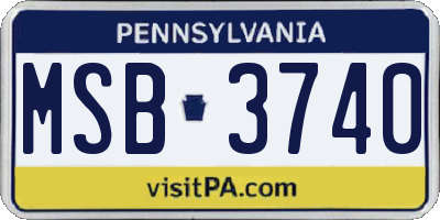 PA license plate MSB3740