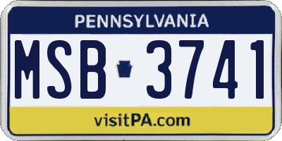 PA license plate MSB3741