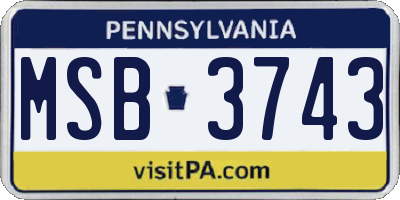 PA license plate MSB3743