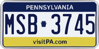 PA license plate MSB3745