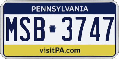 PA license plate MSB3747