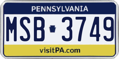 PA license plate MSB3749