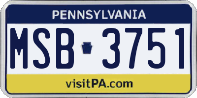 PA license plate MSB3751