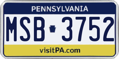 PA license plate MSB3752