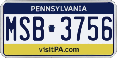 PA license plate MSB3756
