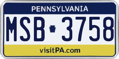PA license plate MSB3758