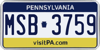 PA license plate MSB3759
