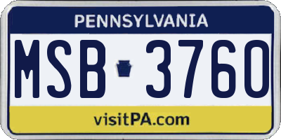 PA license plate MSB3760
