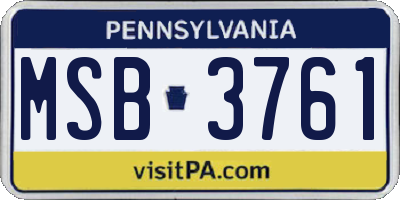 PA license plate MSB3761