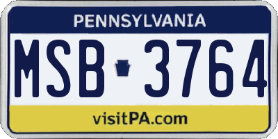 PA license plate MSB3764