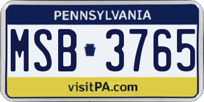 PA license plate MSB3765