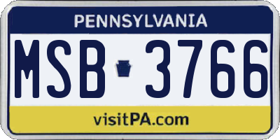 PA license plate MSB3766