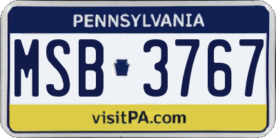 PA license plate MSB3767