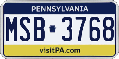 PA license plate MSB3768