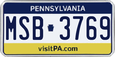 PA license plate MSB3769