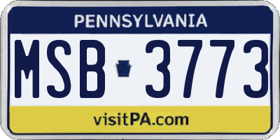 PA license plate MSB3773