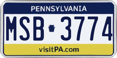 PA license plate MSB3774