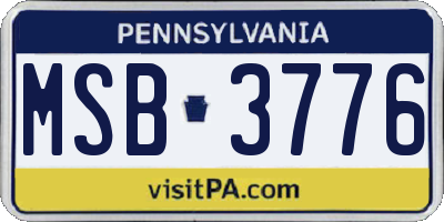 PA license plate MSB3776