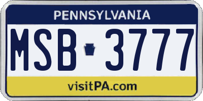 PA license plate MSB3777