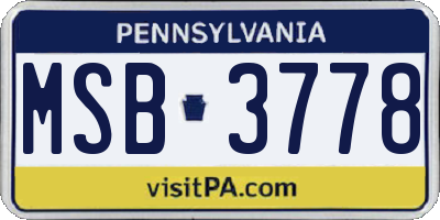 PA license plate MSB3778