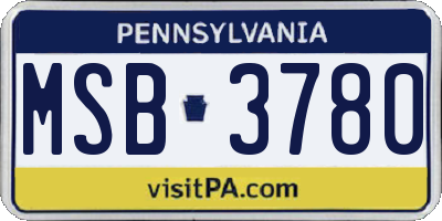 PA license plate MSB3780