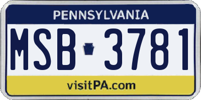 PA license plate MSB3781