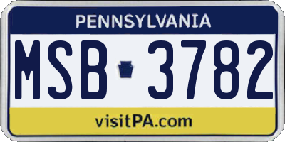 PA license plate MSB3782