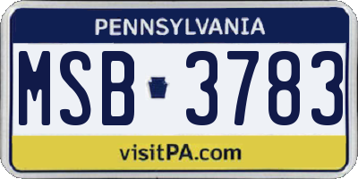 PA license plate MSB3783