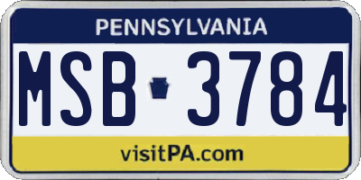 PA license plate MSB3784