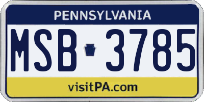 PA license plate MSB3785