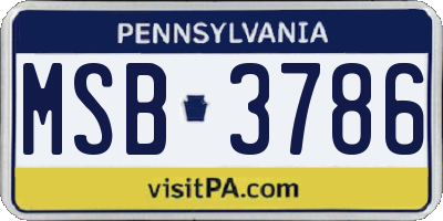 PA license plate MSB3786