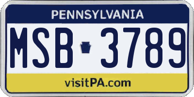 PA license plate MSB3789