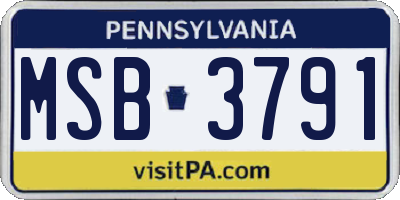 PA license plate MSB3791