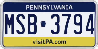 PA license plate MSB3794