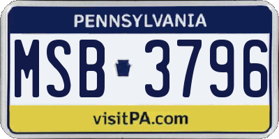 PA license plate MSB3796