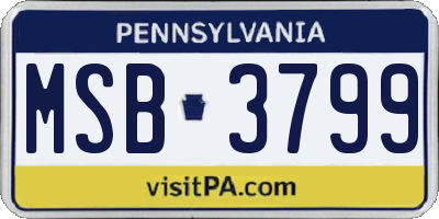 PA license plate MSB3799