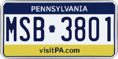 PA license plate MSB3801