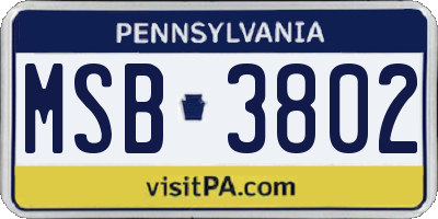 PA license plate MSB3802