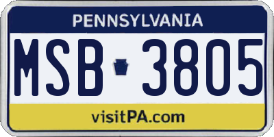 PA license plate MSB3805