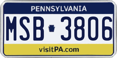 PA license plate MSB3806