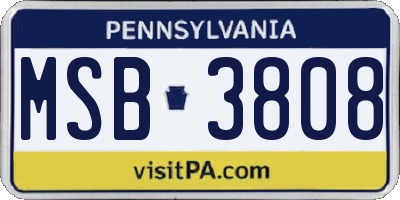 PA license plate MSB3808