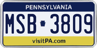 PA license plate MSB3809