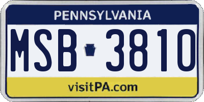 PA license plate MSB3810