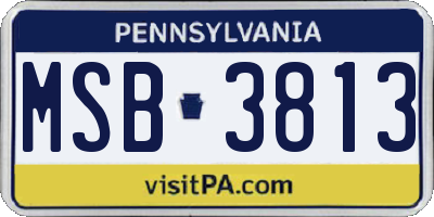 PA license plate MSB3813