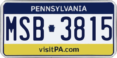 PA license plate MSB3815