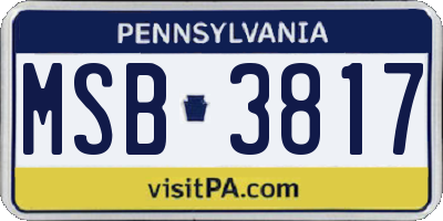 PA license plate MSB3817