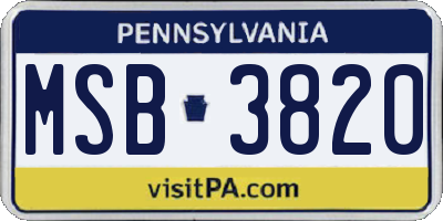 PA license plate MSB3820